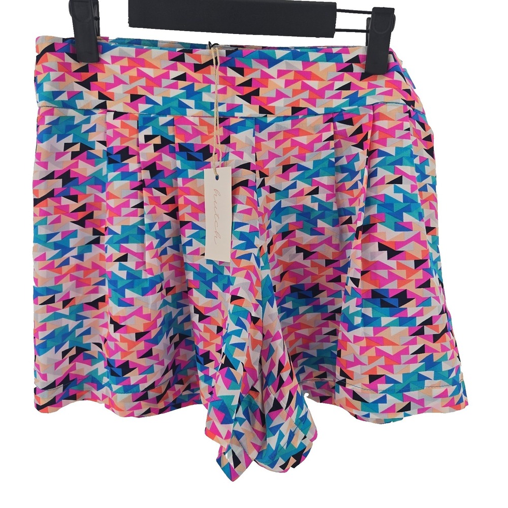 Anthropologie Hutch USA  100% Silk Size 4 Women's Shorts Geometric Side Zip‎ New
